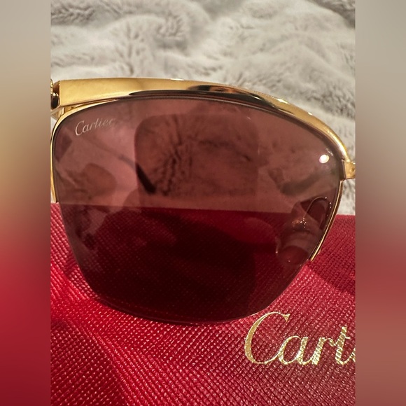 Cartier Women's Sunglasses with Gold Frame and Red Lenses - Picture 6 of 8